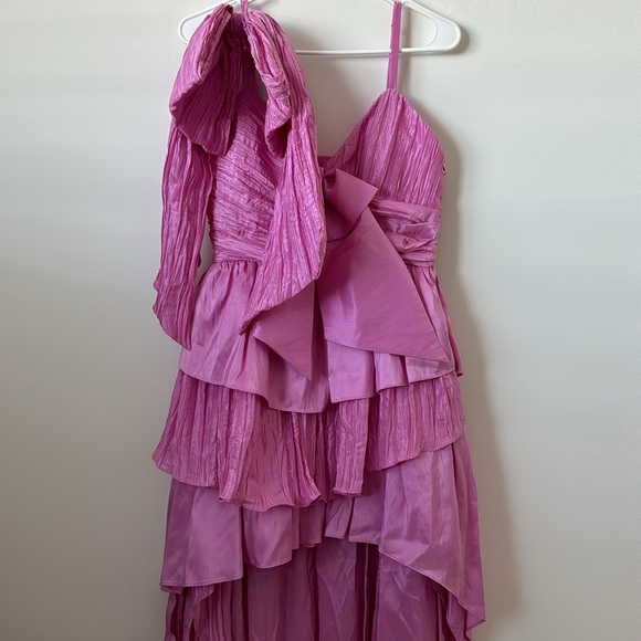 LoveShackFancy Raylene High Low Pink Bow Dress Size: 6 - Picture 8 of 13